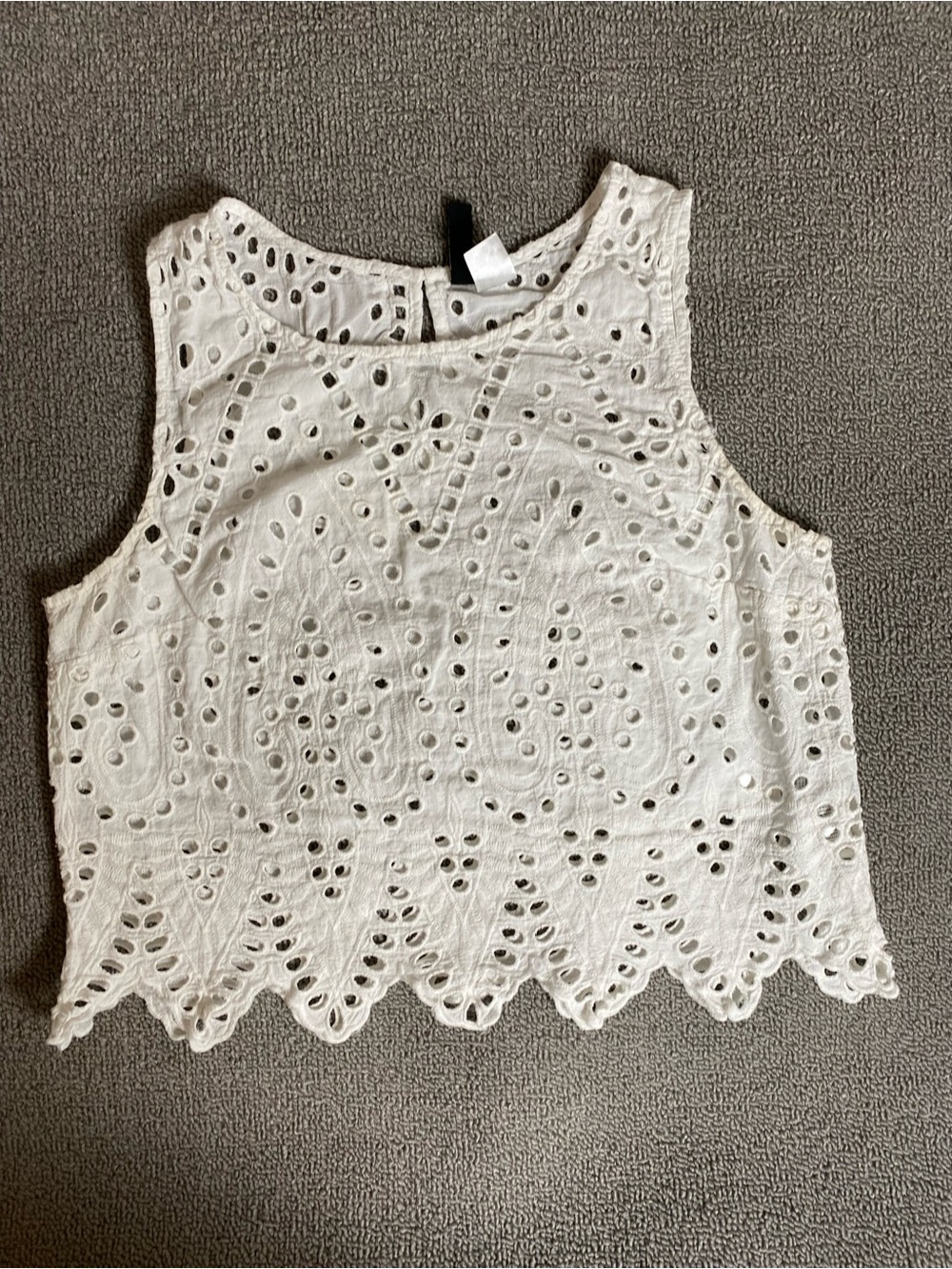 H&M Divided Eyelet Lace Crop Tank Top- Coastal Beach Summer Coverup 100% Cotton